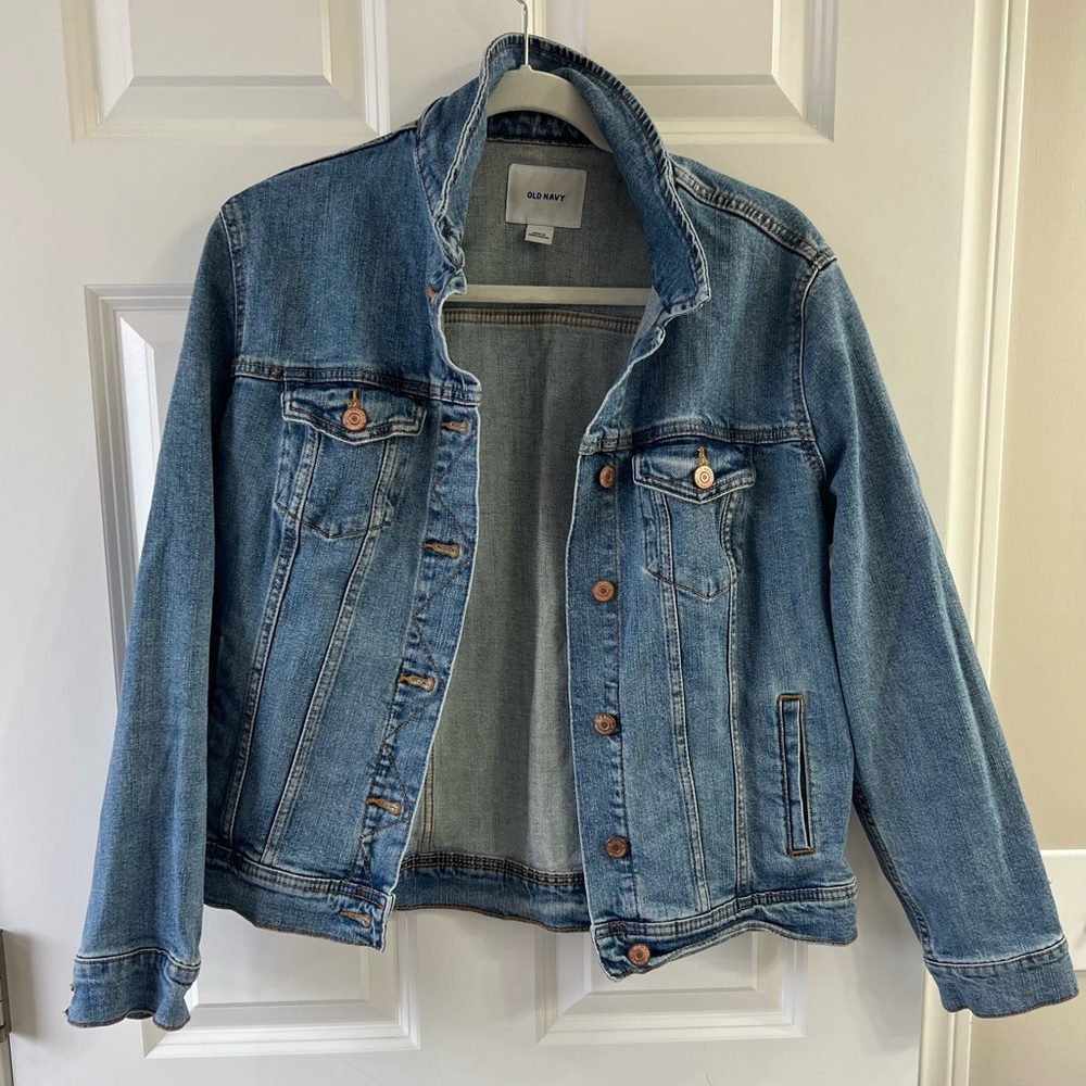 Old Navy Classic Womens Jean Jacket Rose Gold Buttons  Size Large
